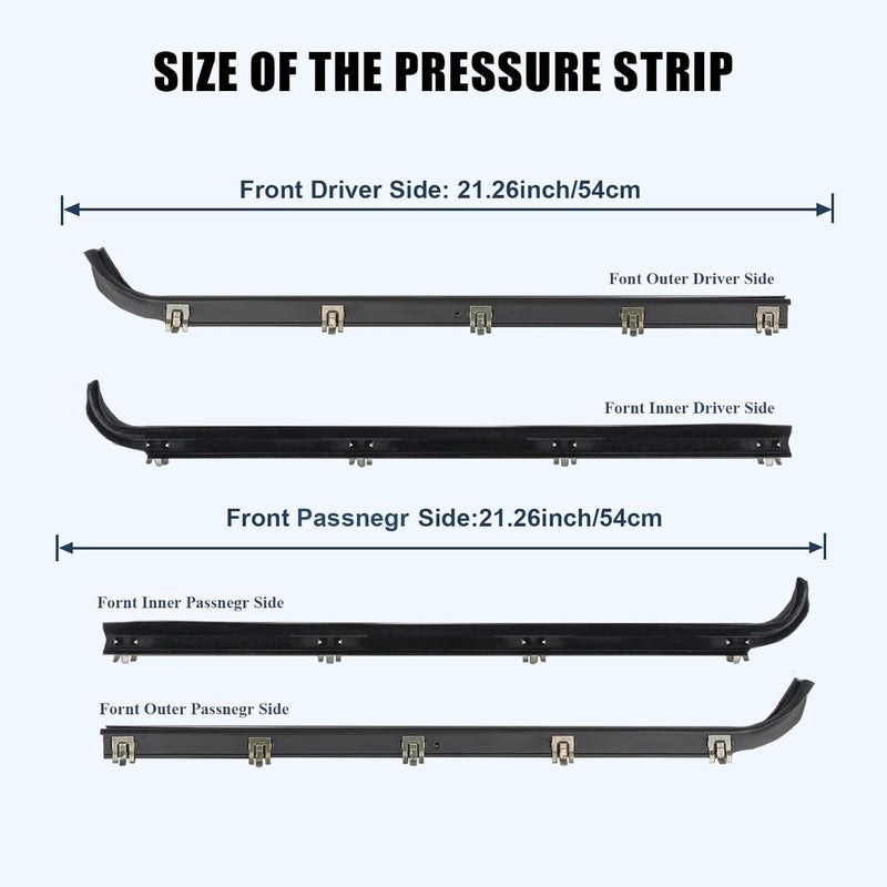 ItranMc Window Molding Sweep Felt Trim Seal for Ford F150 F250 F350 Bronco 1987-1997,Front Inner & Outer Door Window Weatherstrip Kit, Replace#E7TZ1521452A E7TZ1521453A F2TZ1521457A F2TZ1521456A - Image 3